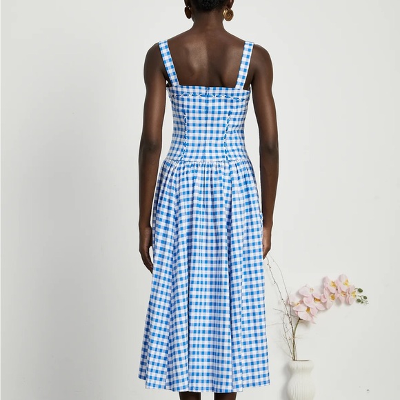 Blue Gingham Midi Dress - Picture 5 of 13